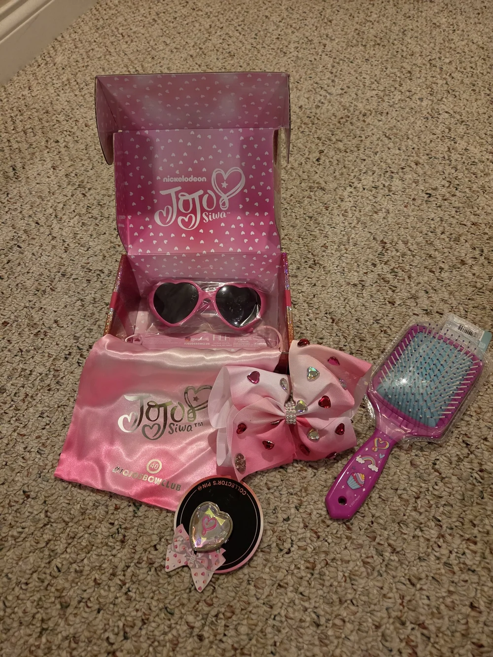 JoJo Siwa Pink Gem Bow Hair Accessory Set with Heart Sunglasses & Brush